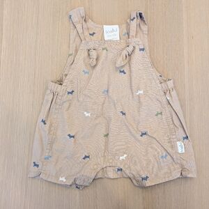 Tan Dog Print Baby Romper